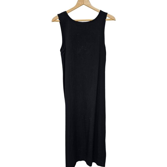 Vtg WEK Maxi Tank Dress Size M Black Ribbed Knit Sleeveless Pullover Bodycon - Picture 2 of 10